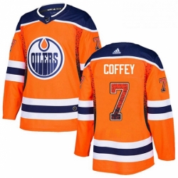 Mens Adidas Edmonton Oilers 7 Paul Coffey Authentic Orange Drift Fashion NHL Jersey 