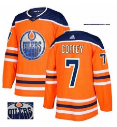 Mens Adidas Edmonton Oilers 7 Paul Coffey Authentic Orange Fashion Gold NHL Jersey 