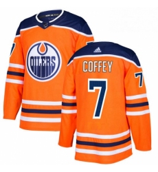 Mens Adidas Edmonton Oilers 7 Paul Coffey Authentic Orange Home NHL Jersey 