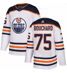 Mens Adidas Edmonton Oilers 75 Evan Bouchard Authentic White Away NHL Jersey 