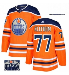 Mens Adidas Edmonton Oilers 77 Oscar Klefbom Authentic Orange Fashion Gold NHL Jersey 