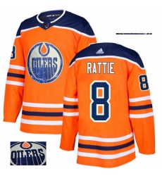 Mens Adidas Edmonton Oilers 8 Ty Rattie Authentic Orange Fashion Gold NHL Jersey 
