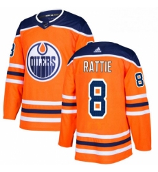 Mens Adidas Edmonton Oilers 8 Ty Rattie Authentic Orange Home NHL Jersey 