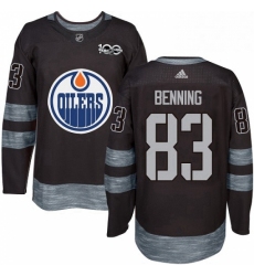Mens Adidas Edmonton Oilers 83 Matt Benning Authentic Black 1917 2017 100th Anniversary NHL Jersey 