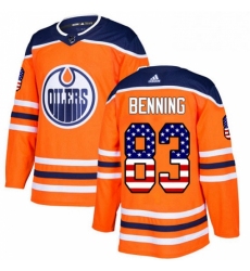 Mens Adidas Edmonton Oilers 83 Matt Benning Authentic Orange USA Flag Fashion NHL Jersey 