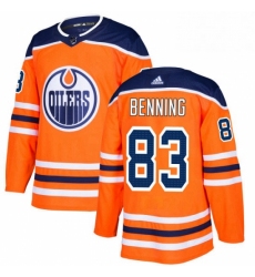 Mens Adidas Edmonton Oilers 83 Matt Benning Premier Orange Home NHL Jersey 