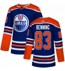 Mens Adidas Edmonton Oilers 83 Matt Benning Premier Royal Blue Alternate NHL Jersey 
