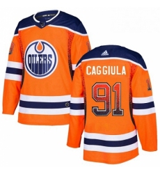 Mens Adidas Edmonton Oilers 91 Drake Caggiula Authentic Orange Drift Fashion NHL Jersey 