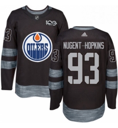 Mens Adidas Edmonton Oilers 93 Ryan Nugent Hopkins Authentic Black 1917 2017 100th Anniversary NHL Jersey 