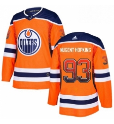 Mens Adidas Edmonton Oilers 93 Ryan Nugent Hopkins Authentic Orange Drift Fashion NHL Jersey 