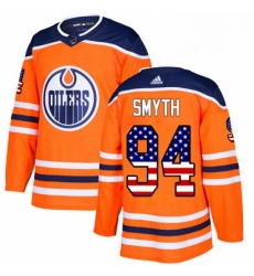 Mens Adidas Edmonton Oilers 94 Ryan Smyth Authentic Orange USA Flag Fashion NHL Jersey 