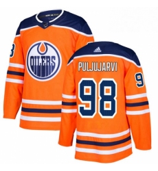 Mens Adidas Edmonton Oilers 98 Jesse Puljujarvi Premier Orange Home NHL Jersey 