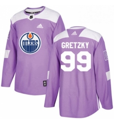 Mens Adidas Edmonton Oilers 99 Wayne Gretzky Authentic Purple Fights Cancer Practice NHL Jersey 