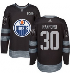 Oilers #30 Bill Ranford Black 1917 2017 100th Anniversary Stitched NHL Jersey