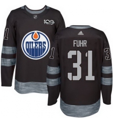 Oilers #31 Grant Fuhr Black 1917 2017 100th Anniversary Stitched NHL Jersey