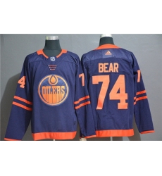 Oilers 74 Ethan Bear Navy Adidas Jersey