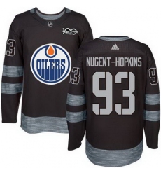 Oilers #93 Ryan Nugent Hopkins Black 1917 2017 100th Anniversary Stitched NHL Jersey