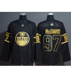 Oilers 97 Connor McDavid Black Gold Authentic Stitched Hockey Jersey