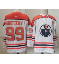 Oilers 99 Wayne Gretzky White 2020 21 Reverse Retro Adidas Jersey