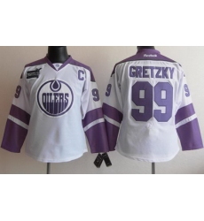 Edmonton Oilers 99 Wayne Gretzky White Women's Fights Cancer Hockey Jersey