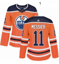 Womens Adidas Edmonton Oilers 11 Mark Messier Authentic Orange Home NHL Jersey 