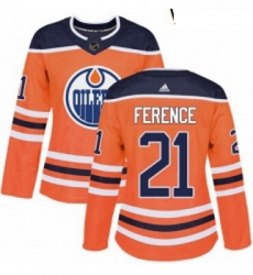 Womens Adidas Edmonton Oilers 21 Andrew Ference Authentic Orange Home NHL Jersey 