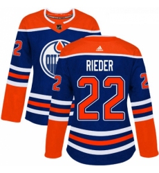 Womens Adidas Edmonton Oilers 22 Tobias Rieder Authentic Royal Blue Alternate NHL Jerse