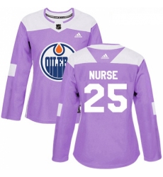 Womens Adidas Edmonton Oilers 25 Darnell Nurse Authentic Purple Fights Cancer Practice NHL Jersey 