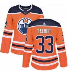 Womens Adidas Edmonton Oilers 33 Cam Talbot Authentic Orange Home NHL Jersey 