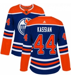 Womens Adidas Edmonton Oilers 44 Zack Kassian Authentic Royal Blue Alternate NHL Jersey 