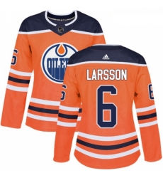 Womens Adidas Edmonton Oilers 6 Adam Larsson Authentic Orange Home NHL Jersey 