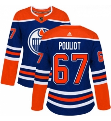 Womens Adidas Edmonton Oilers 67 Benoit Pouliot Authentic Royal Blue Alternate NHL Jersey 