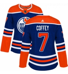 Womens Adidas Edmonton Oilers 7 Paul Coffey Authentic Royal Blue Alternate NHL Jersey 