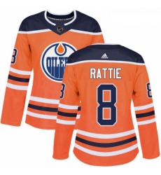 Womens Adidas Edmonton Oilers 8 Ty Rattie Authentic Orange Home NHL Jersey 