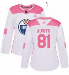 Womens Adidas Edmonton Oilers 81 Yohann Auvitu Authentic WhitePink Fashion NHL Jersey 