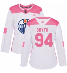 Womens Adidas Edmonton Oilers 94 Ryan Smyth Authentic WhitePink Fashion NHL Jersey 