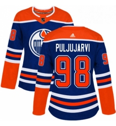 Womens Adidas Edmonton Oilers 98 Jesse Puljujarvi Authentic Royal Blue Alternate NHL Jersey 