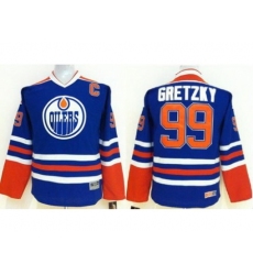 Kids Edmonton Oilers 99 Wayne Gretzky Blue NHL Jerseys