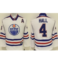 Oilers #4 Taylor Hall White Stitched Youth NHL Jersey