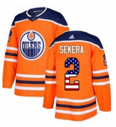 Youth Adidas Edmonton Oilers 2 Andrej Sekera Authentic Orange USA Flag Fashion NHL Jersey 