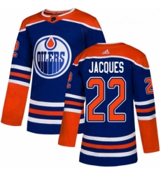 Youth Adidas Edmonton Oilers 22 Jean Francois Jacques Authentic Royal Blue Alternate NHL Jersey 