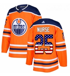 Youth Adidas Edmonton Oilers 25 Darnell Nurse Authentic Orange USA Flag Fashion NHL Jersey 