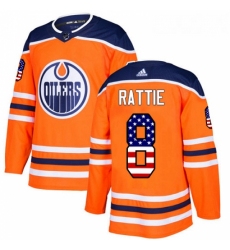 Youth Adidas Edmonton Oilers 8 Ty Rattie Authentic Orange USA Flag Fashion NHL Jersey 
