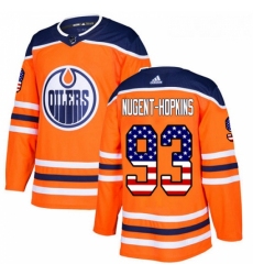 Youth Adidas Edmonton Oilers 93 Ryan Nugent Hopkins Authentic Orange USA Flag Fashion NHL Jersey 