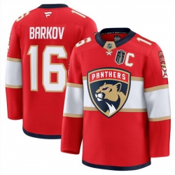 Men Florida Panthers 16 Aleksander Barkov Red 2025 Stanley Cup Final Patch Stitched Hockey Jersey