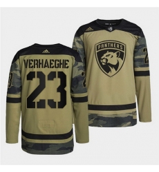 Men Florida Panthers 23 Carter Verhaeghe 2022 Camo Military Appreciation Night Stitched jersey