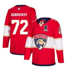 Men Florida Panthers 72 Sergei Bobrovsky Red Home 2024 Stanley Cup Champions Stitched Jersey