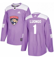 Mens Adidas Florida Panthers 1 Roberto Luongo Authentic Purple Fights Cancer Practice NHL Jersey 