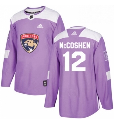 Mens Adidas Florida Panthers 12 Ian McCoshen Authentic Purple Fights Cancer Practice NHL Jersey 
