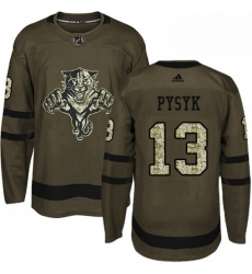 Mens Adidas Florida Panthers 13 Mark Pysyk Authentic Green Salute to Service NHL Jersey 